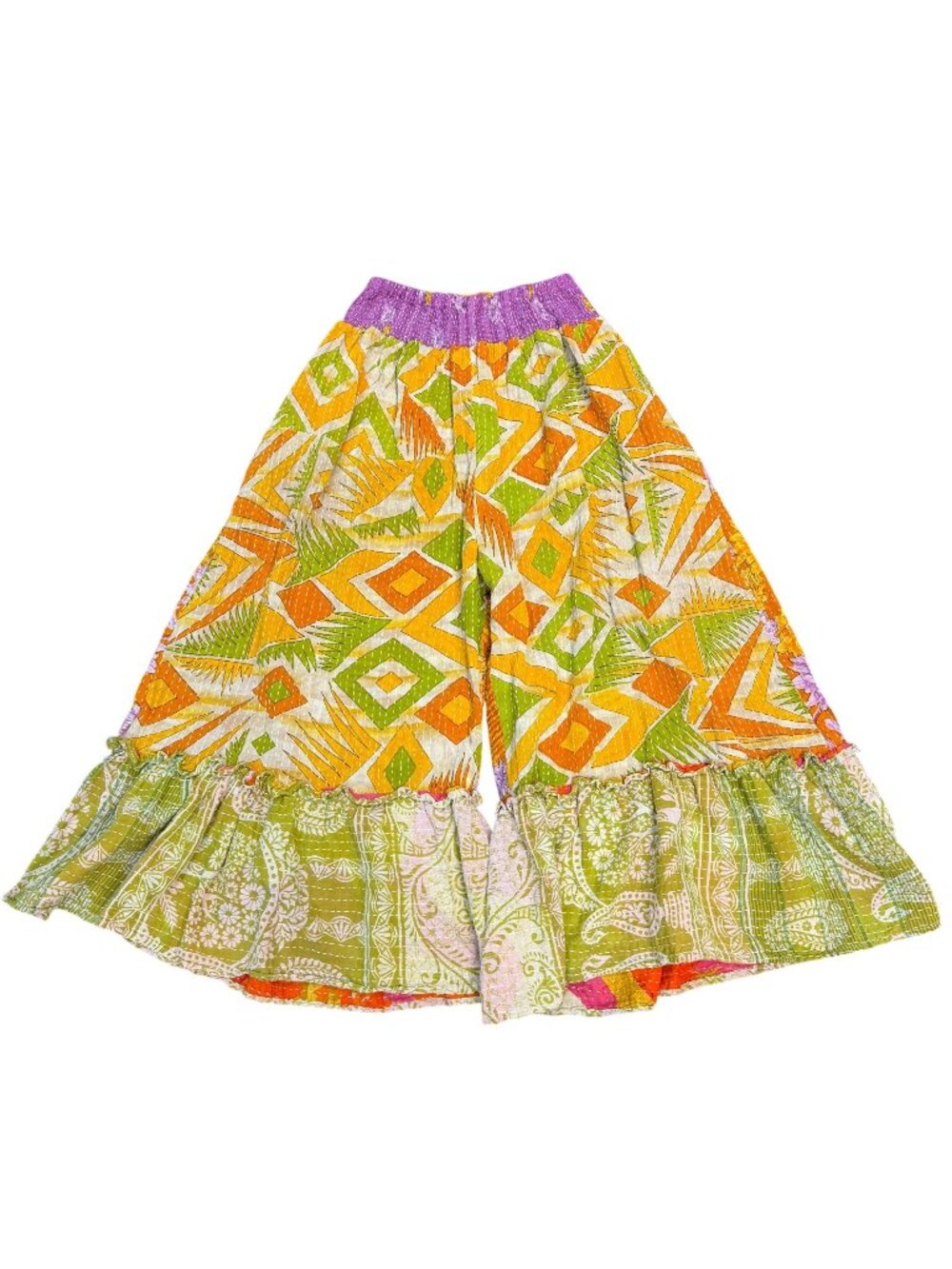Kantha Bae Patchwork Boho Pants Purple Multi One Size